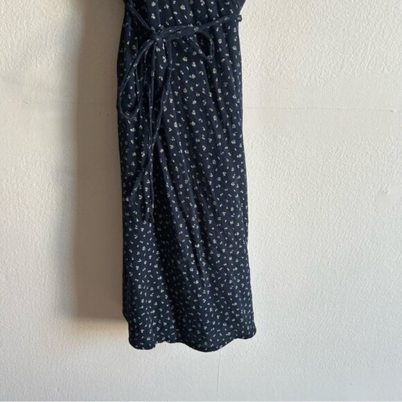 Brandy Melville Sz S Navy Blue Dainty Floral Cottagecore Mini Wrap Dress - Picture 5 of 11